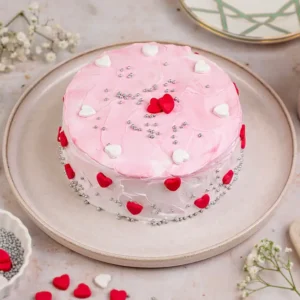 Pink Hearts Chocolate Cream Cake